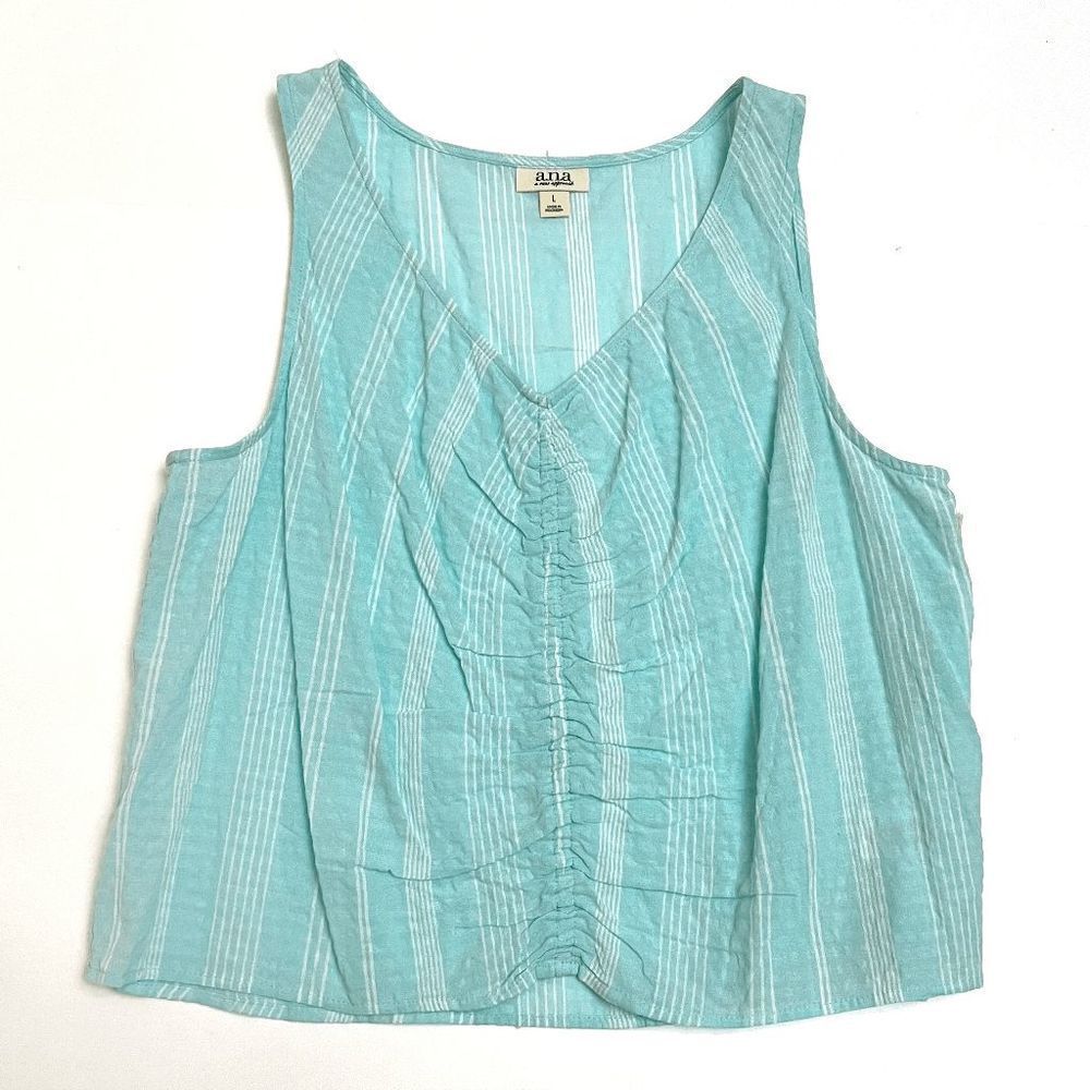ANA A New Approach Size L Women’s Sleeveless Sadie Stripe V-Neck Tank Top NWT